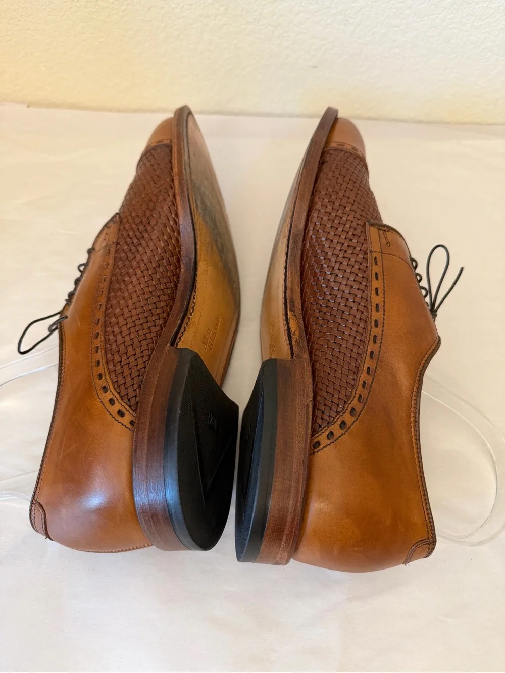 Allen Edmonds New Orleans Woven Leather Cap-Toe Derby in Tan/Brown Sz 10